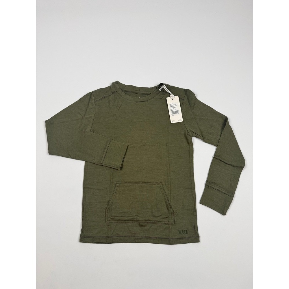 Nui Organics Merino Wool Tihoi Long Sleeve Crew Tee Moss Green 8Y